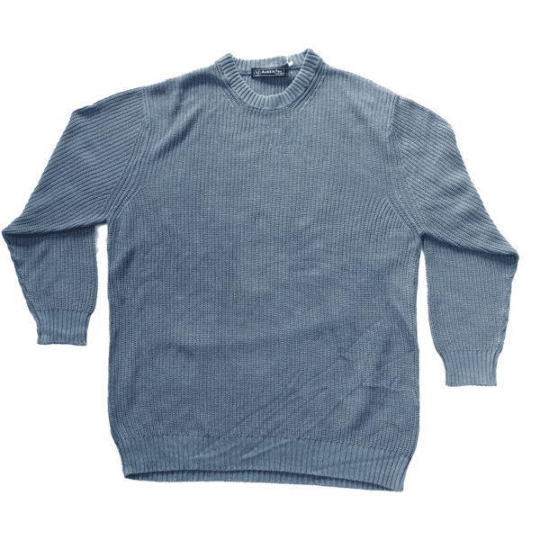 Ascot Dusty Blue Knitted Relaxed-Fit Cotton Sweater
