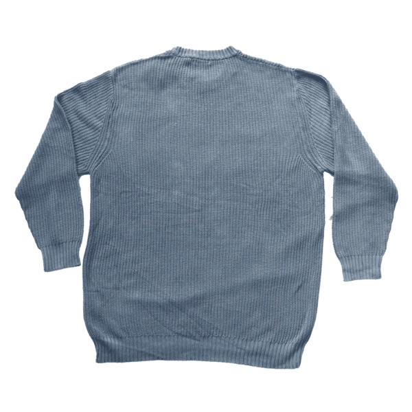Ascot Dusty Blue Knitted Relaxed-Fit Cotton Sweater - Image 2