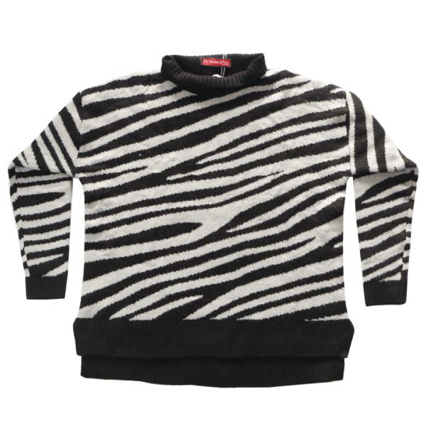 Sweater Zebra Striped Pattern Drop Shoulder Sweater