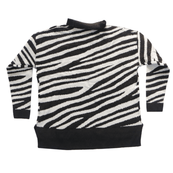 Sweater Zebra Striped Pattern Drop Shoulder Sweater - Image 4