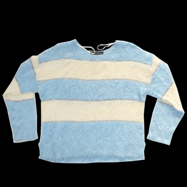 Fluffy Stripe V Neck Knit Sweater