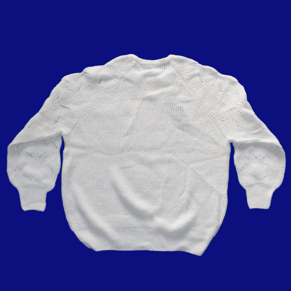 Women's Round Neck White Sweater - Image 3