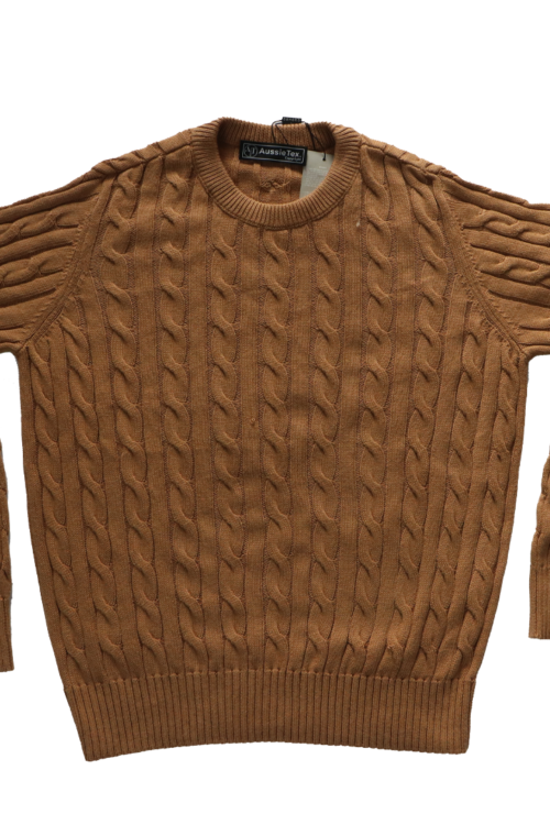 Brown Cabling Crew Neck Sweater