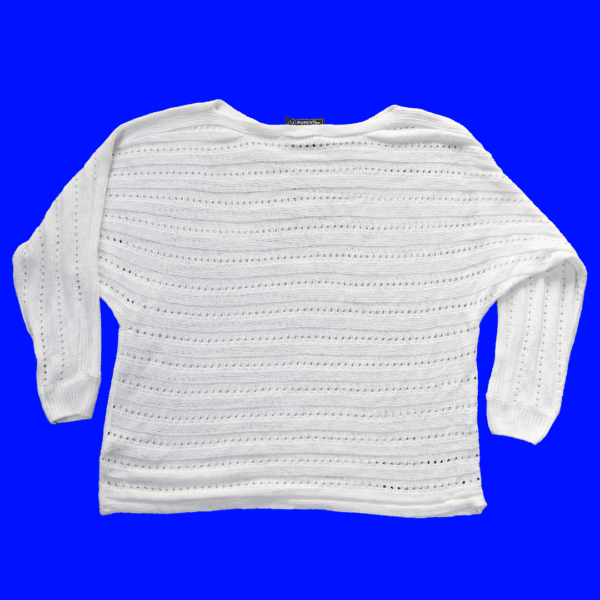 Curve White Slash Neck Open Knit Jumper