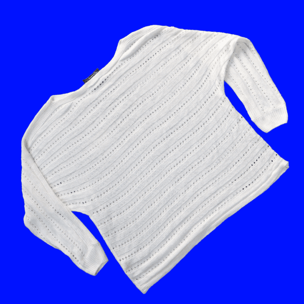 Curve White Slash Neck Open Knit Jumper - Image 4