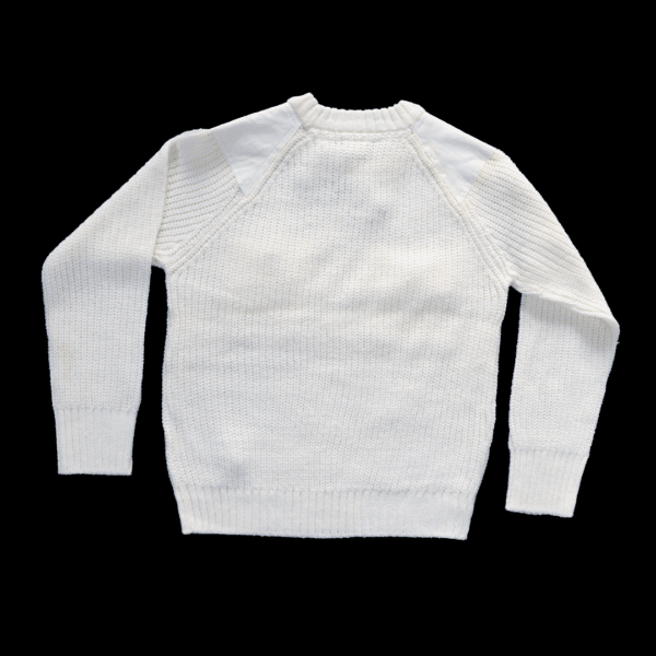Mens White Wool Cable Knit Jumper - Image 3