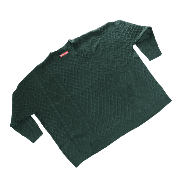 Round Neck Twist Texture Long Sleeve Knitted Pullover Green Long Sweaters for Women - Image 4