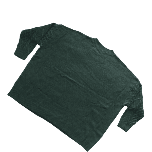 Round Neck Twist Texture Long Sleeve Knitted Pullover Green Long Sweaters for Women - Image 2