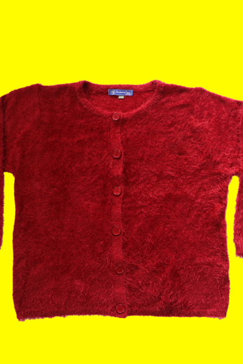 Women Feather Long Sweater Red
