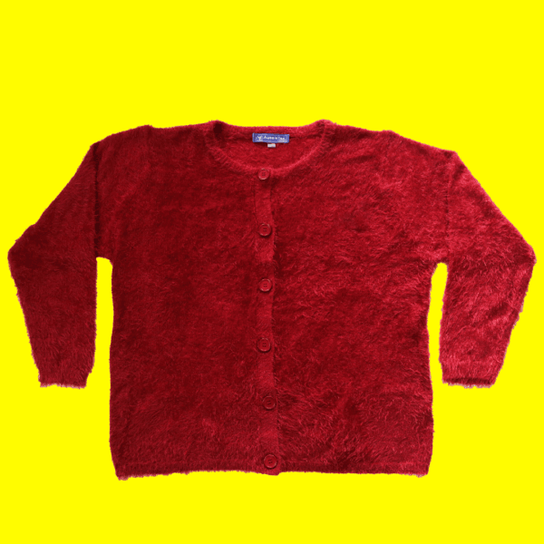Women Feather Long Sweater Red