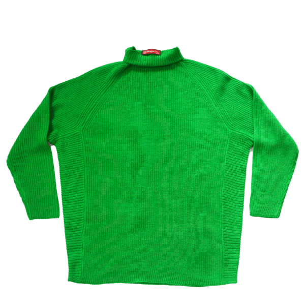 Women's High Neck Green Knitted Pullover Sweater - Image 5