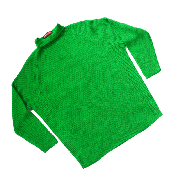 Women's High Neck Green Knitted Pullover Sweater - Image 4