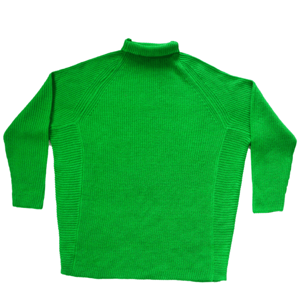 Women's High Neck Green Knitted Pullover Sweater