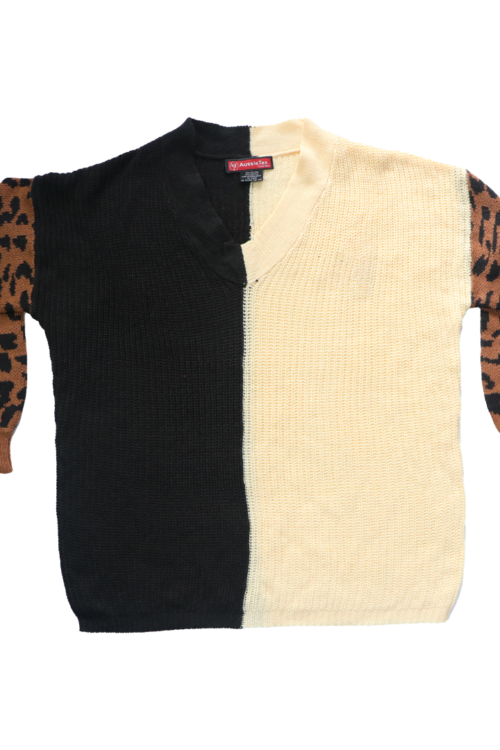 Long-Sleeve Animal Print Sweater