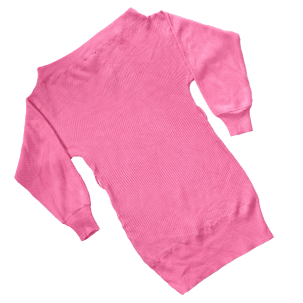Girls Solid Round Neck Pink Sweater - Image 4