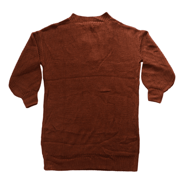 Women Woven V Neck Brown Sweater - Image 3